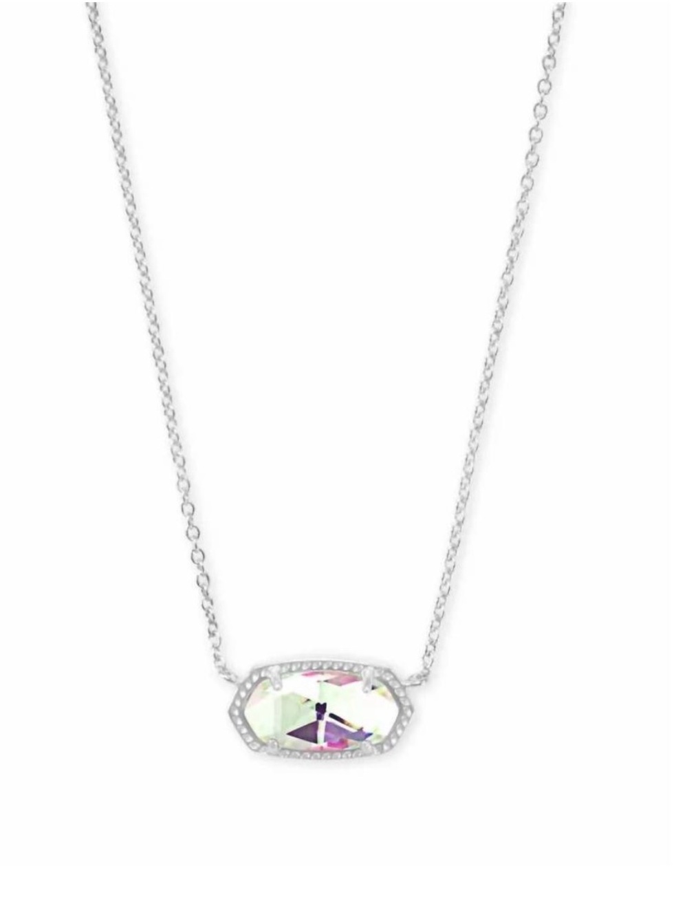 KENDRA SCOTT women's elisa short pendant necklace in rhodium dichroic glass NWT